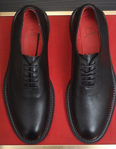 Christian Louboutin Black Red-Sole Lace-Up Dress Shoes — front
