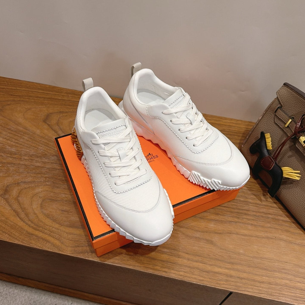 Hermès White Textured Low-Top Sneakers — side