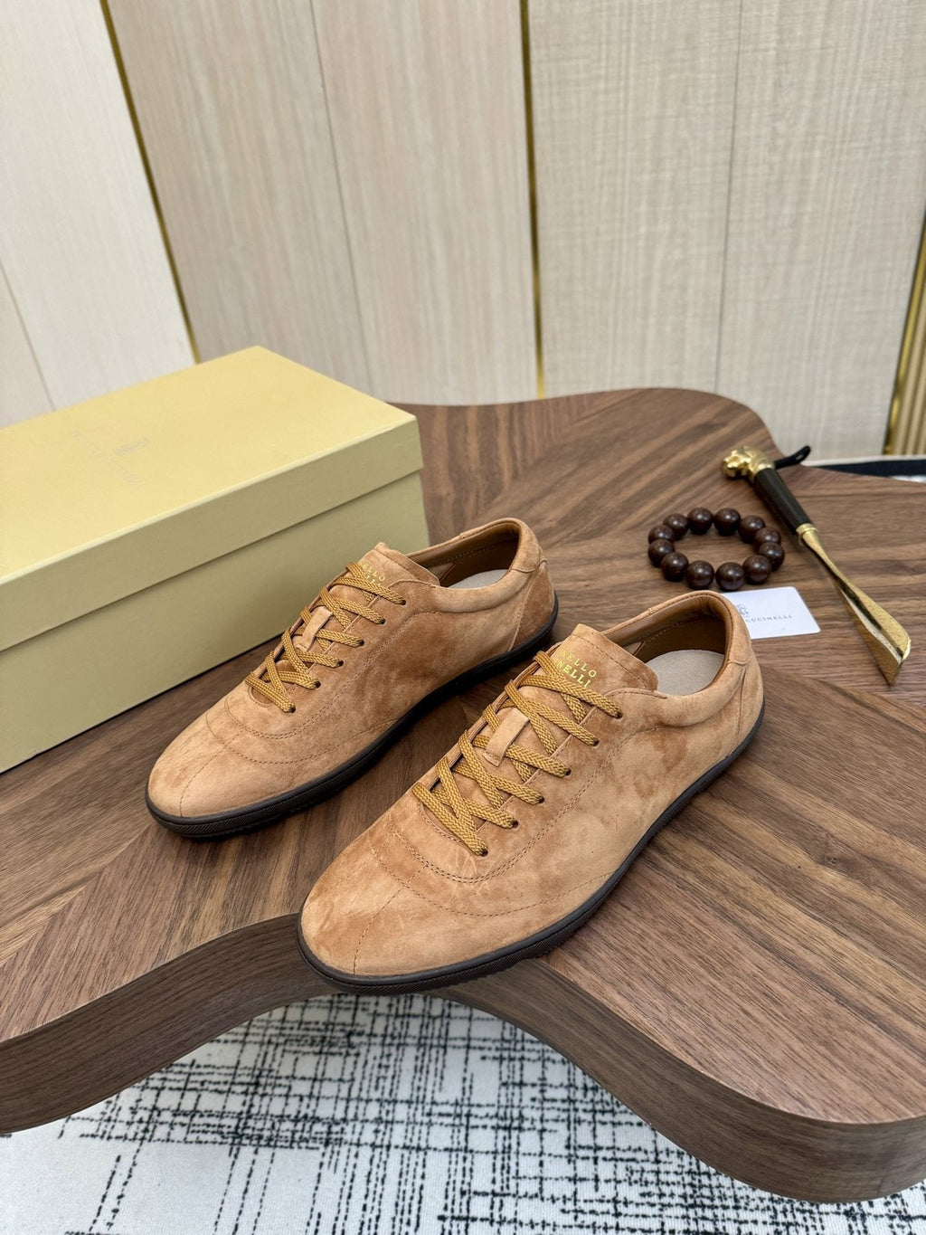 Brunello Cucinelli Tan Low-Top Sneakers — front