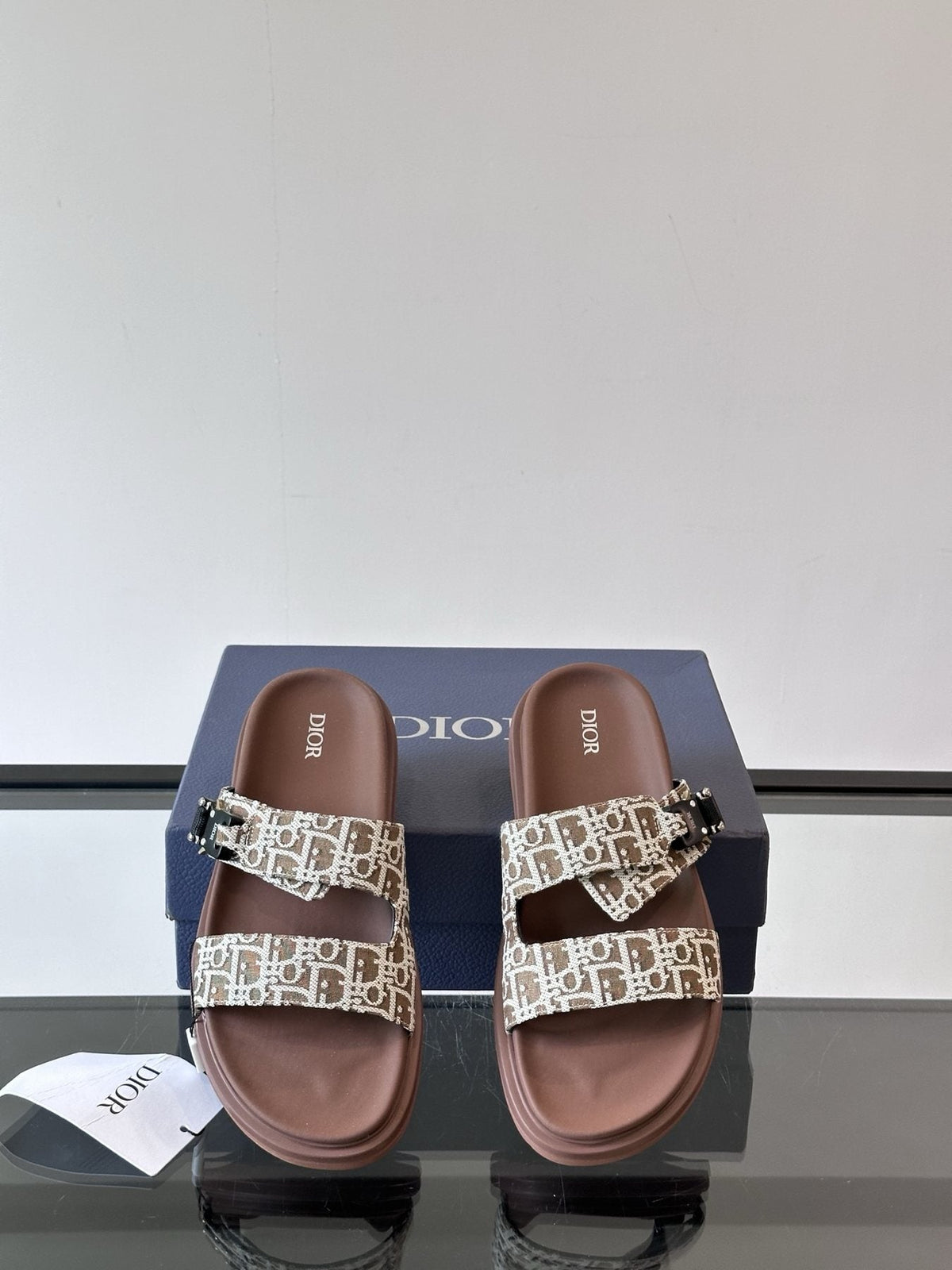 Dior Patterned Strap Slide Sandals — front