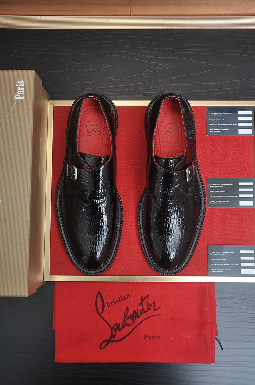 Christian Louboutin Black Buckle Loafers — front