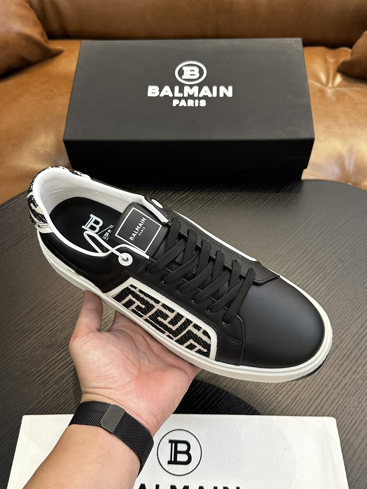 Balmain B-Skate Black and White Sneakers — front