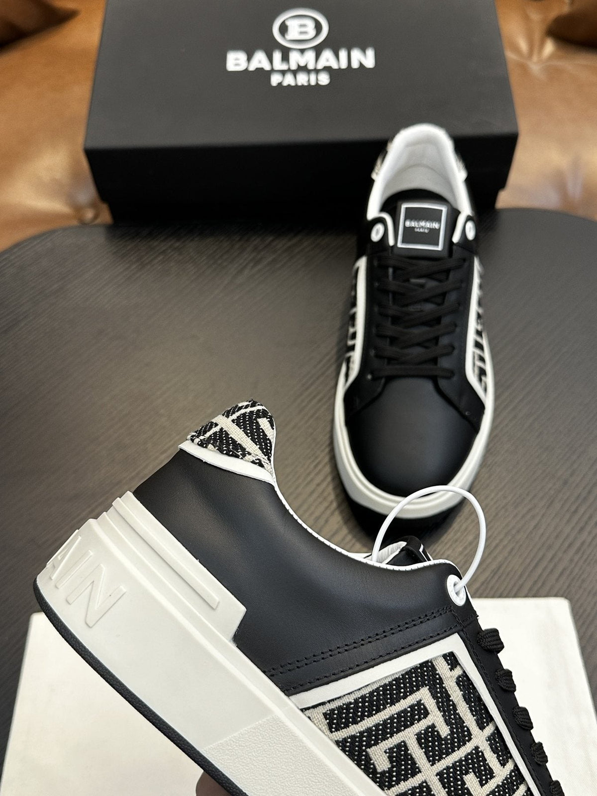 Balmain B-Skate Black and White Sneakers — front