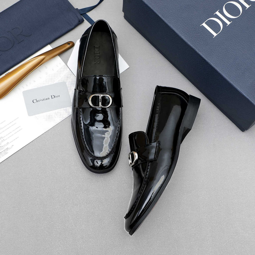 Dior Black Patent Leather Loafers — front