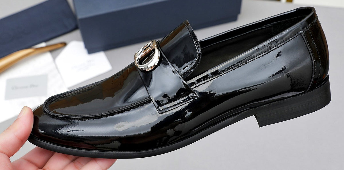 Dior Black Patent Leather Loafers — front