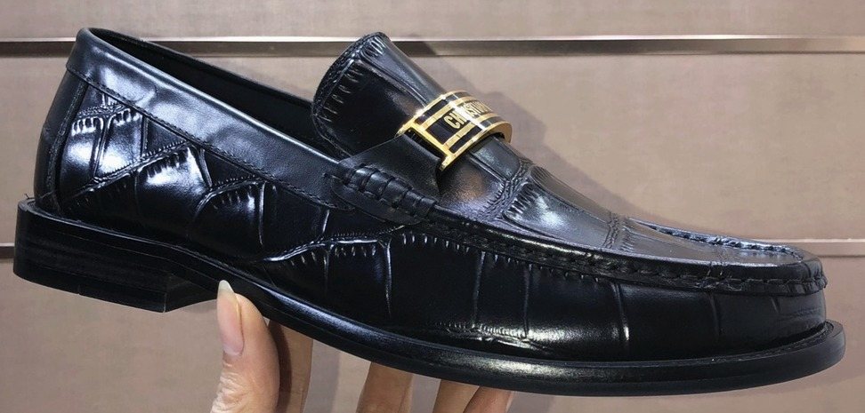 Dior Black Embossed Loafers — front