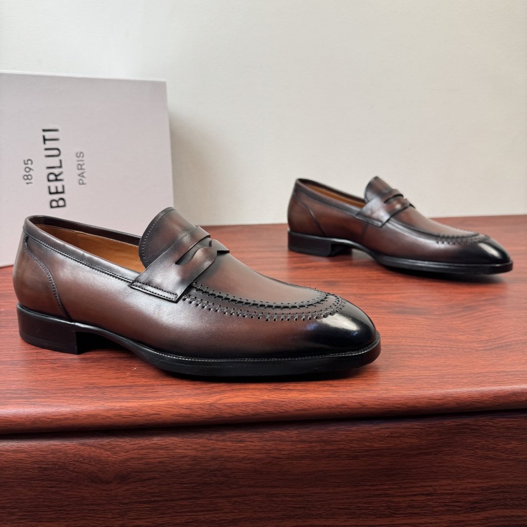 Berluti Burnished Penny Loafers — hero