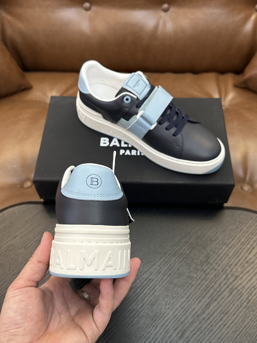 Balmain B-Skate Strap Sneakers — side