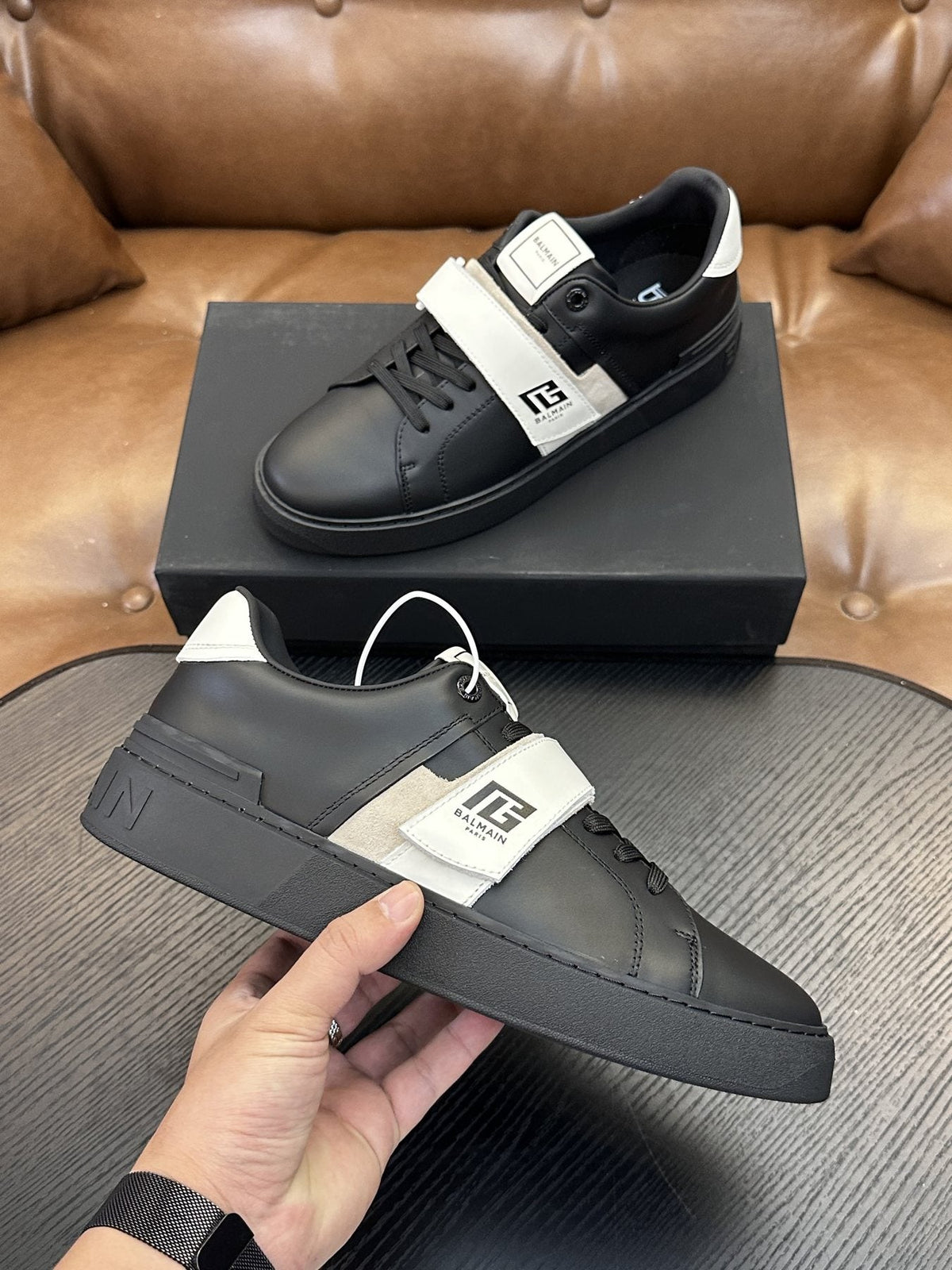 Balmain B-Skate Strap Sneakers — side