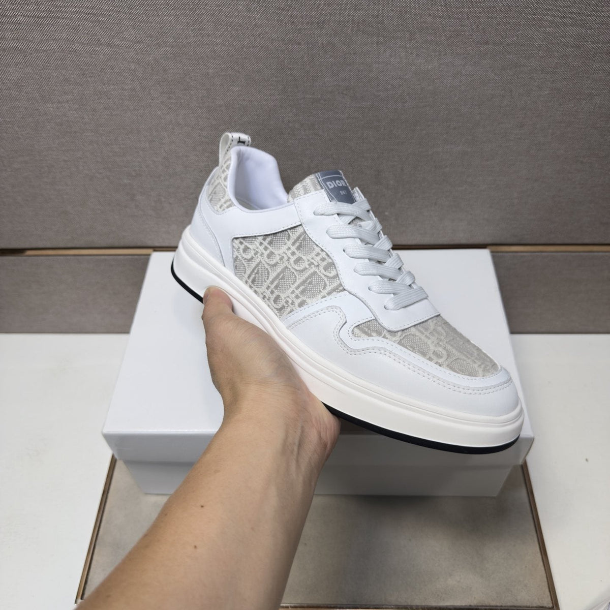 Dior Men's Patterned Panel Low-Top Sneakers — model