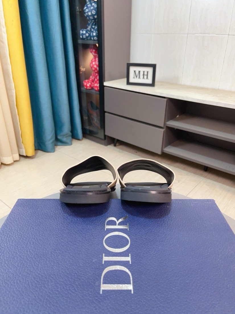 Dior Textured Buckle Slide Sandals — back