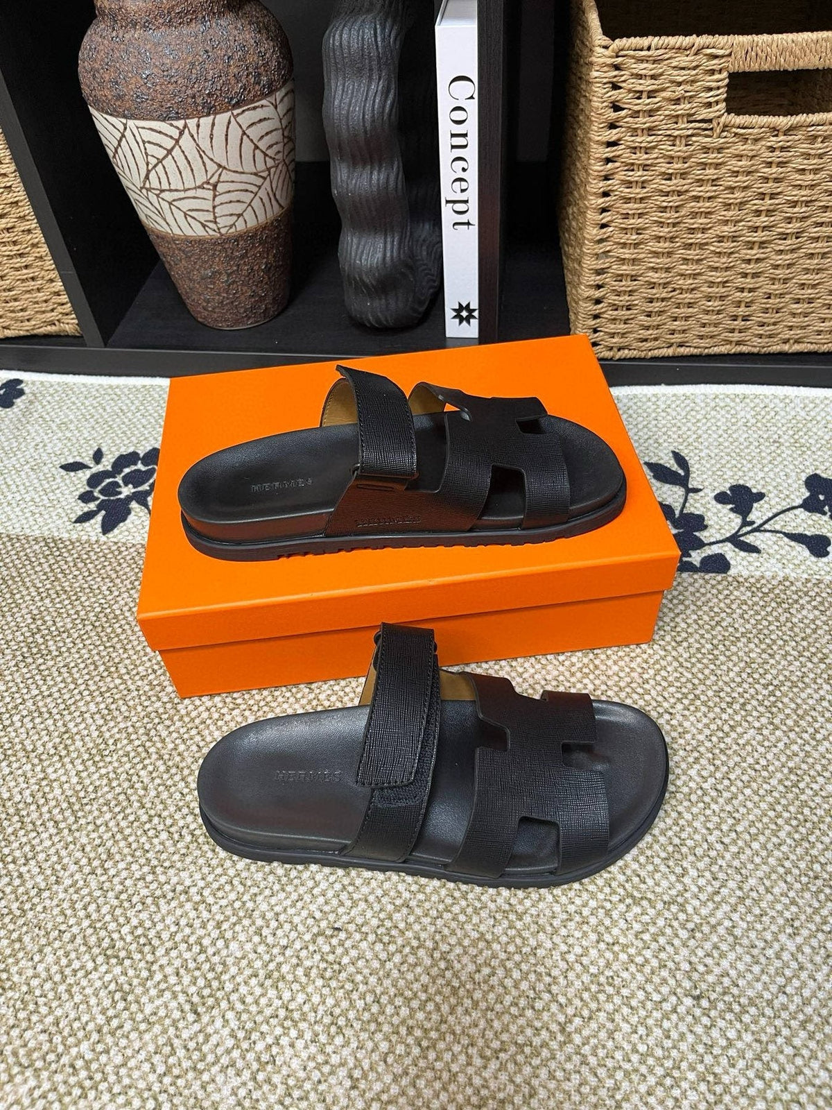 Hermes Kazimir Cutout Slide Sandals — front