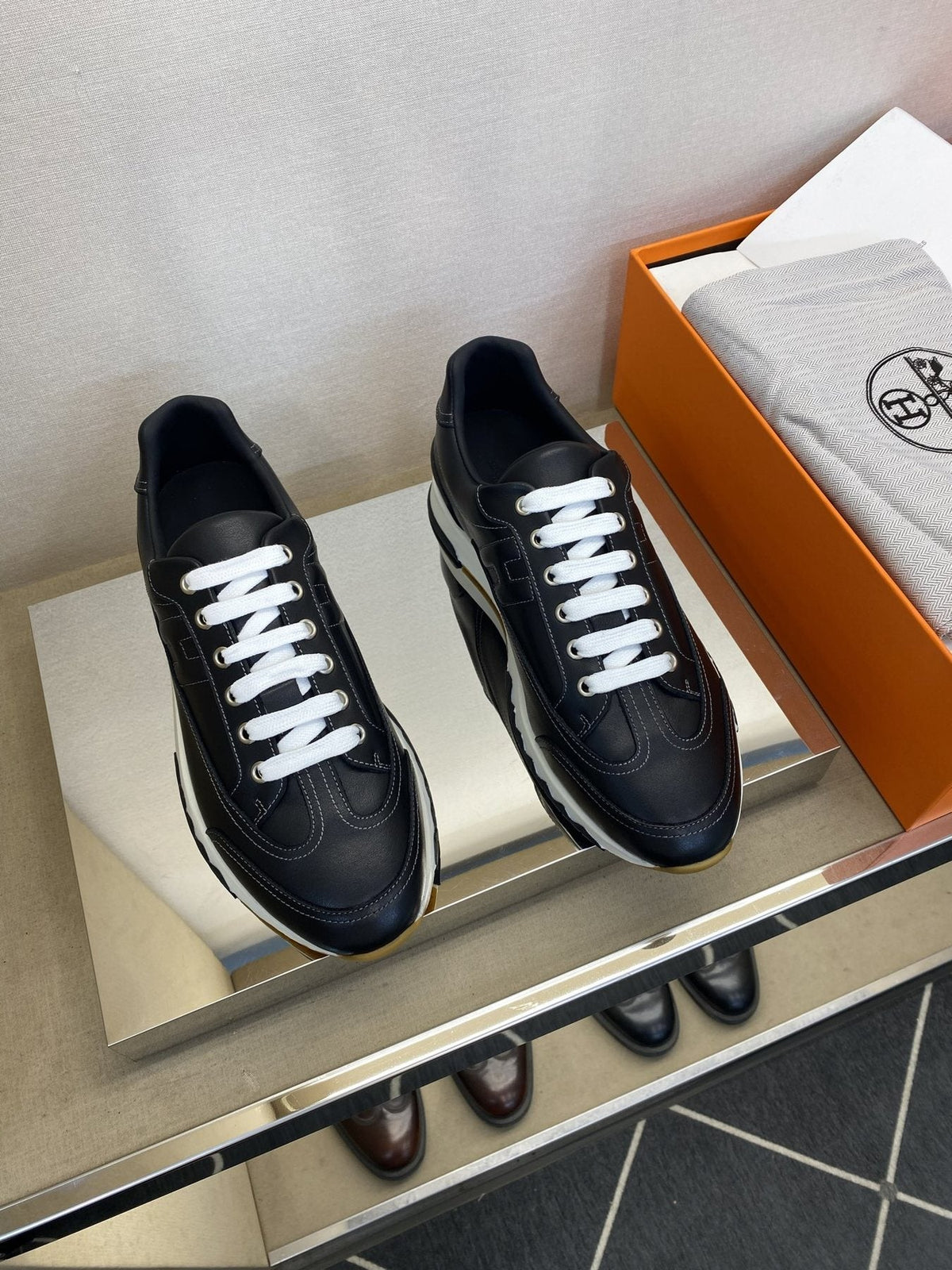 Hermès Men's Low-Top Panel Sneakers — front