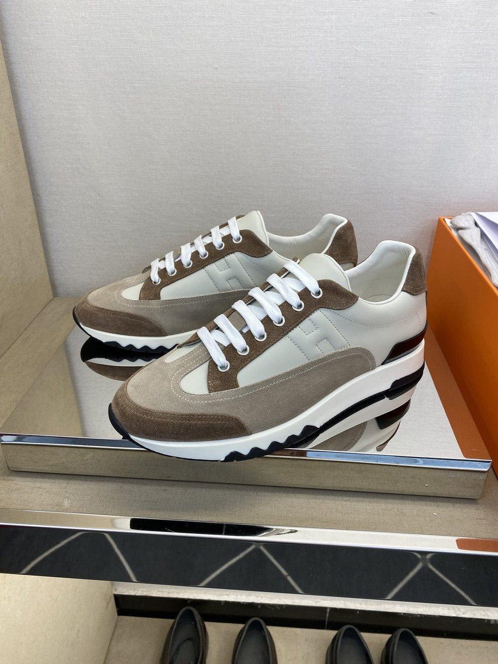 Hermès Men's Low-Top Panel Sneakers — side