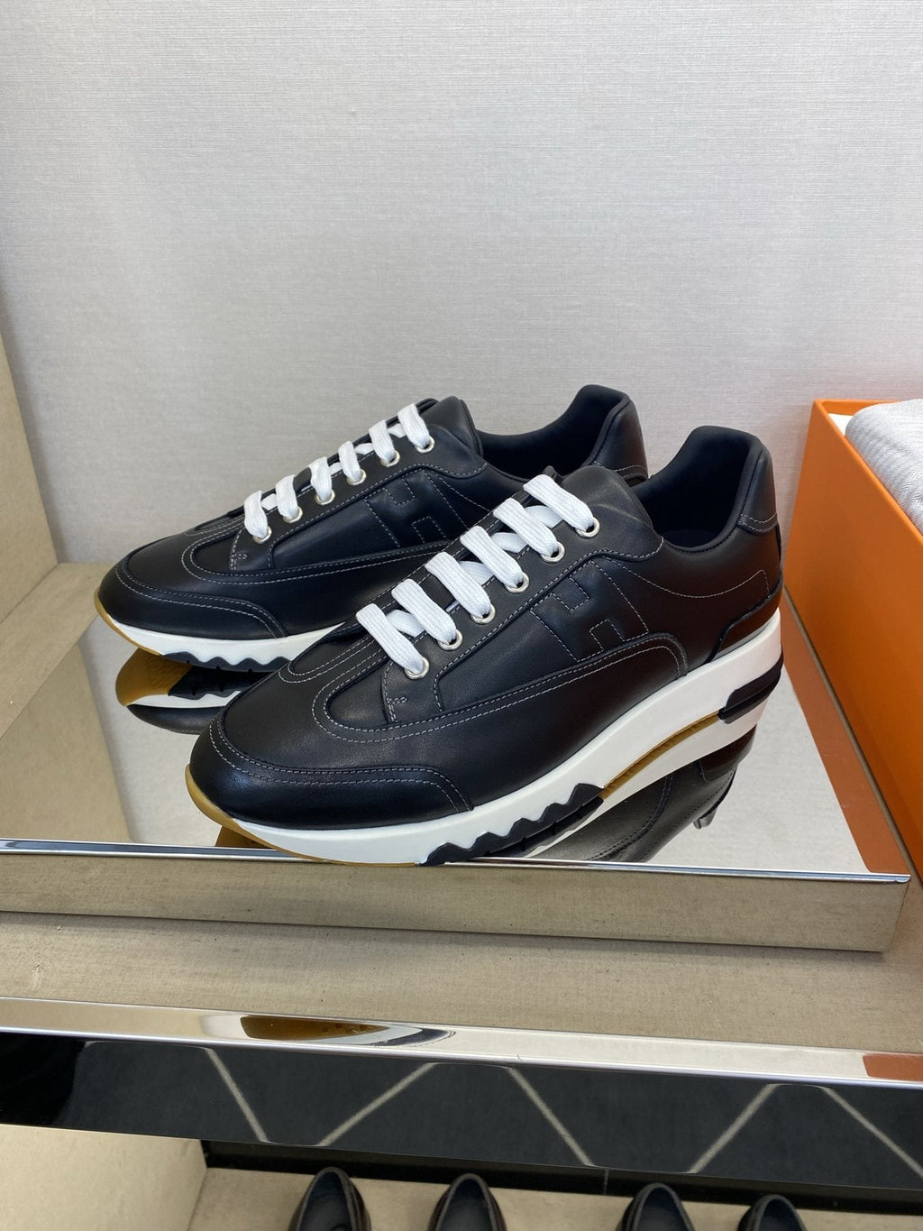 Hermès Men's Low-Top Panel Sneakers — front