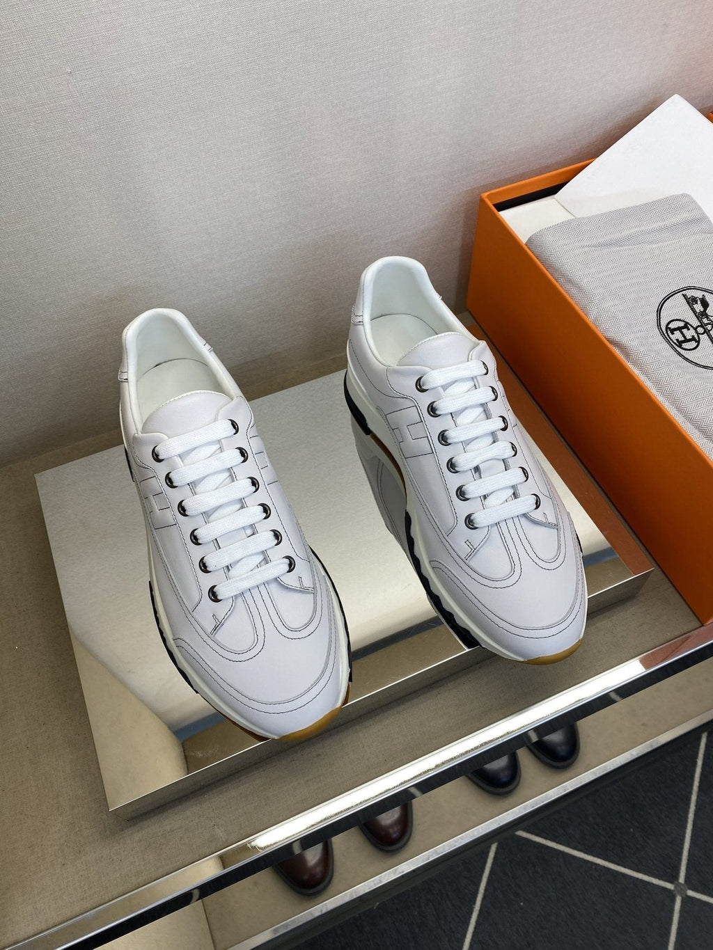 Hermès Men's Low-Top Panel Sneakers — front