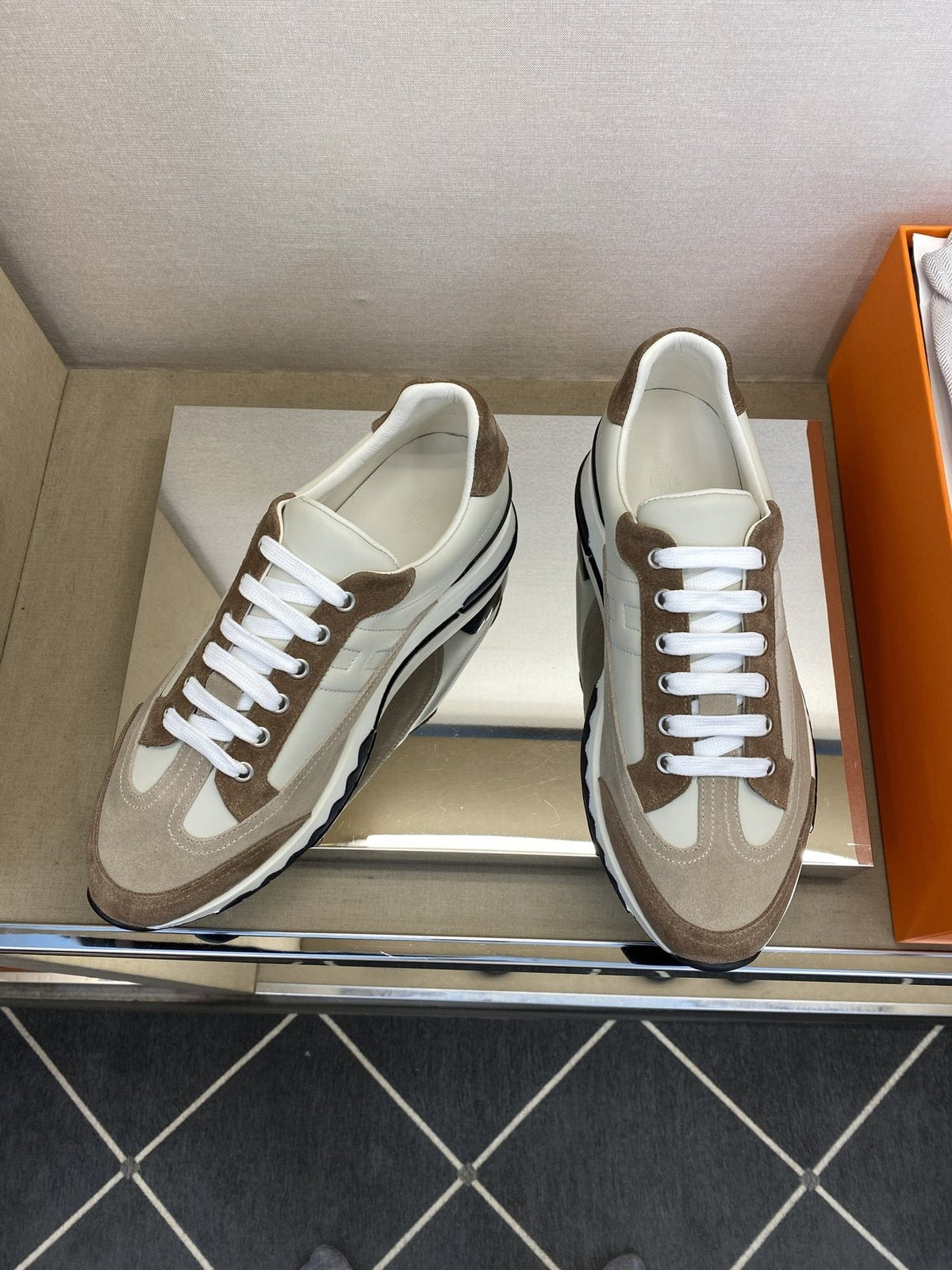 Hermès Men's Low-Top Panel Sneakers — front