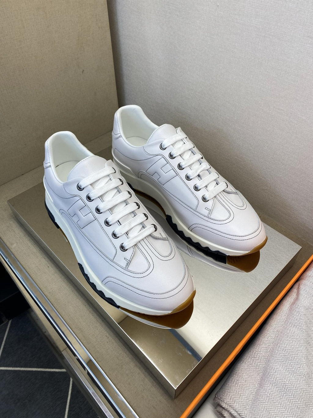 Hermès Men's Low-Top Panel Sneakers — front