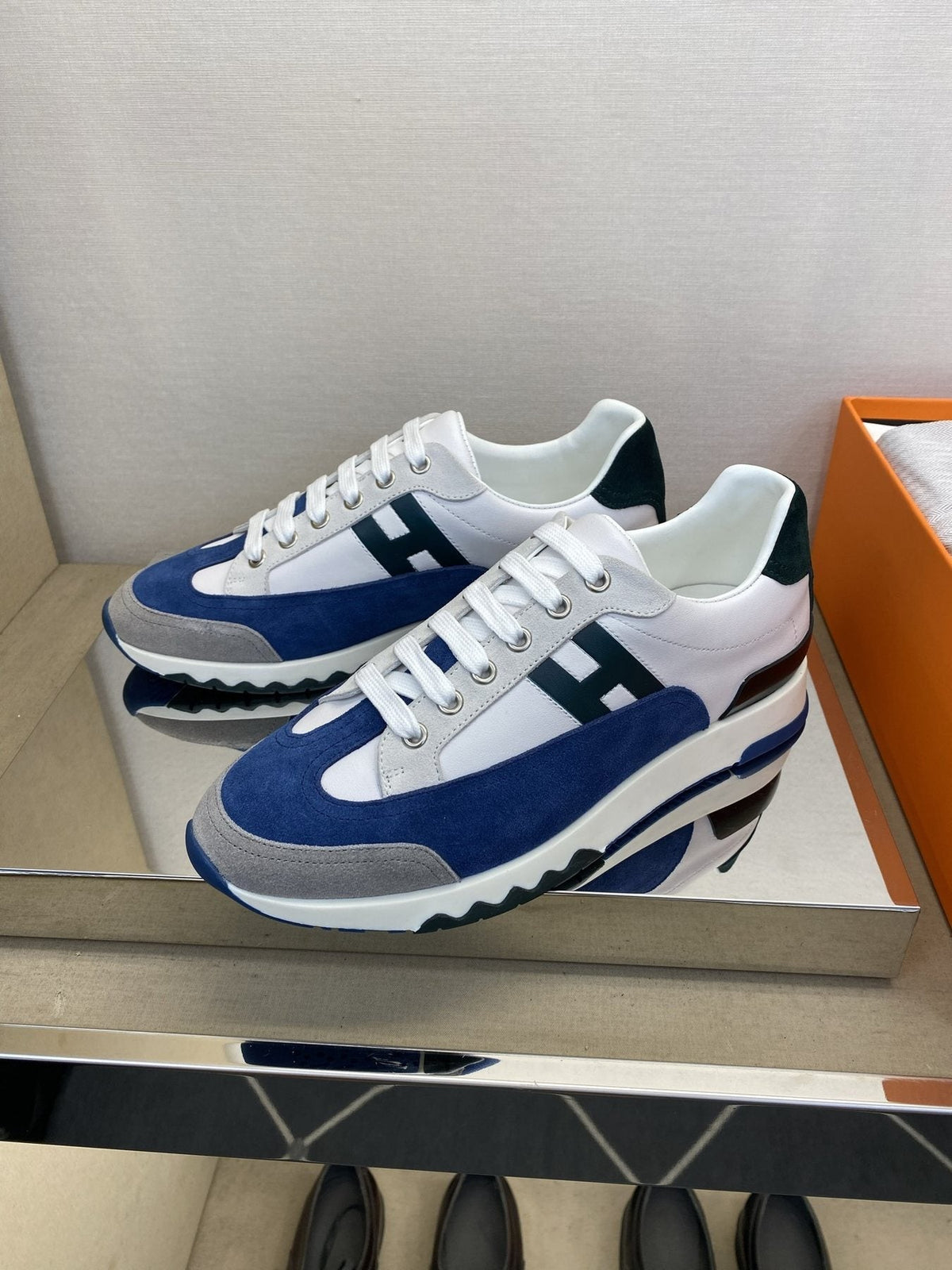 Hermès Men's Low-Top Panel Sneakers — side
