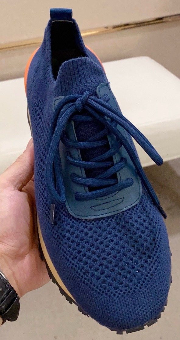 Balmain Blue Knit Low-Top Sneakers — front