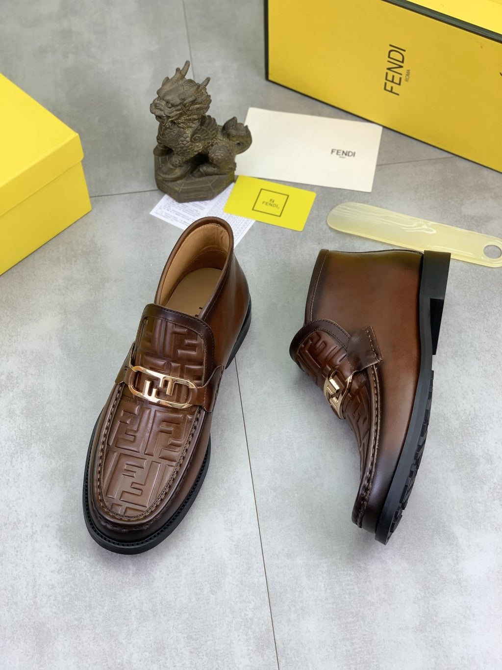 Fendi Embossed Metal-Hardware Slip-On Boots — side