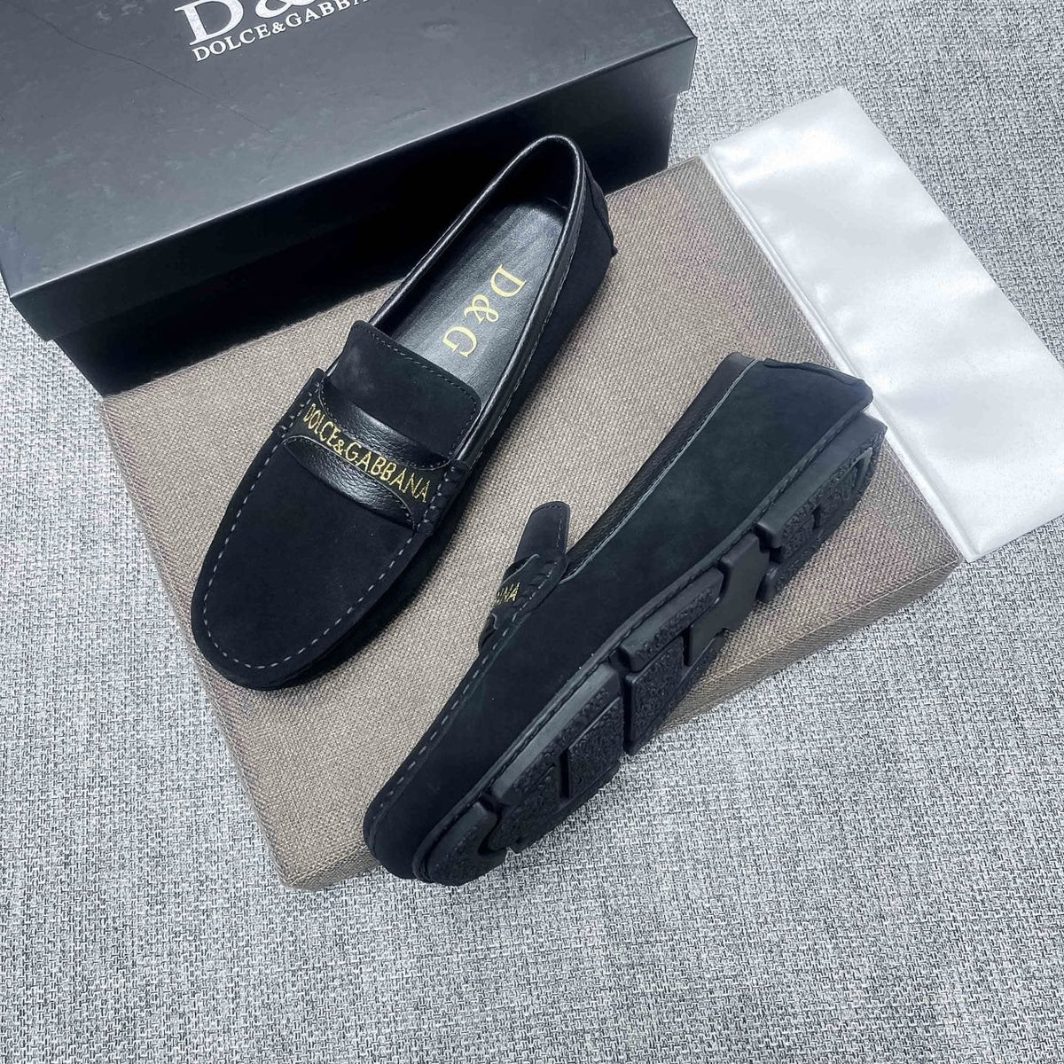 Dolce & Gabbana Gold-Detail Loafers — side