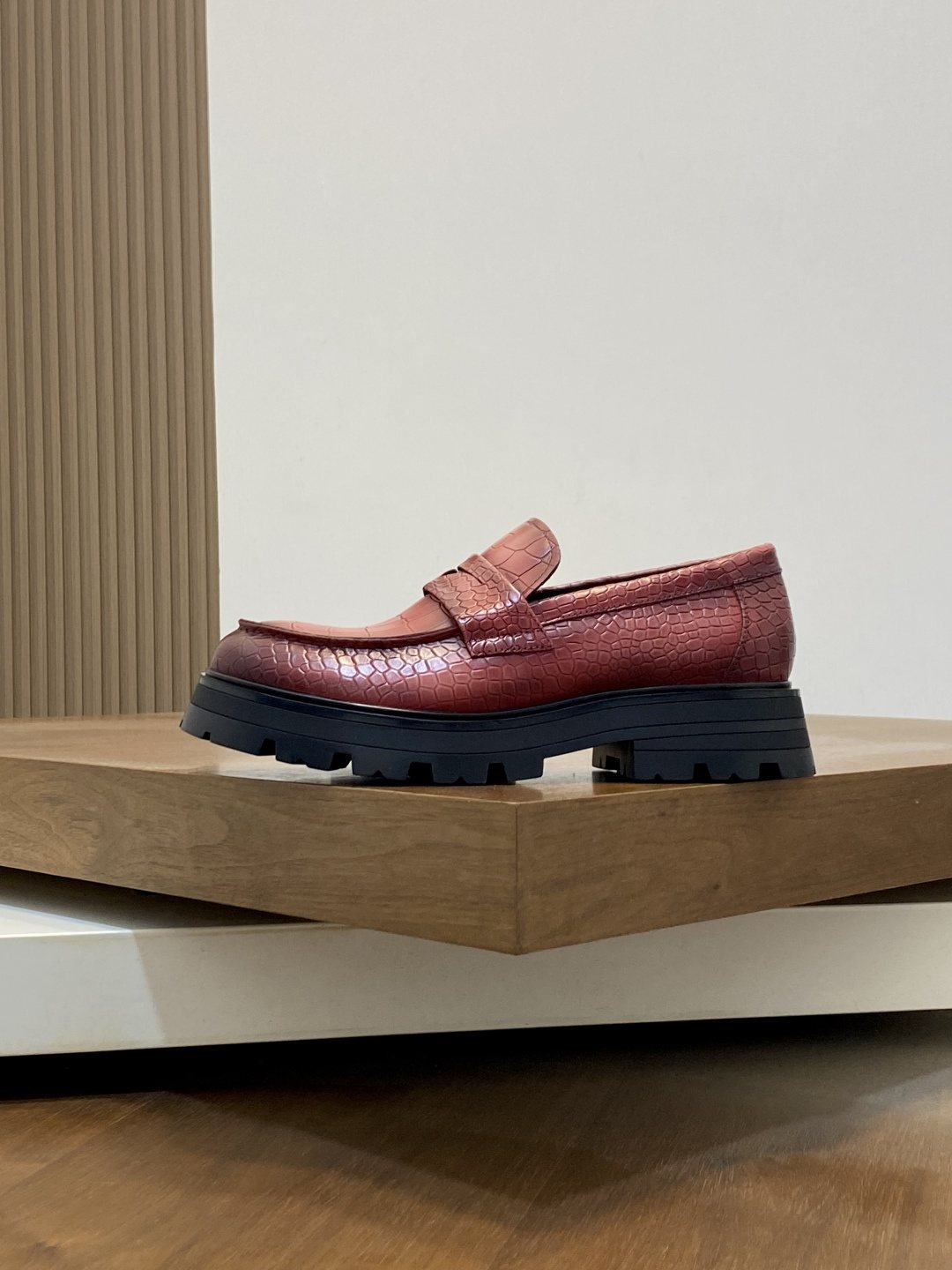Alexander McQueen Croc-Embossed Lug-Sole Loafers — side