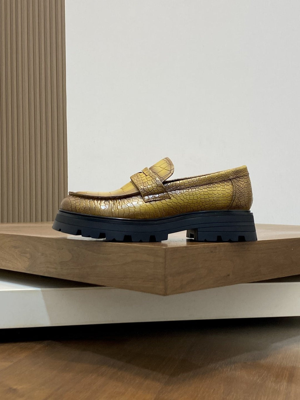 Alexander McQueen Croc-Embossed Lug-Sole Loafers — side
