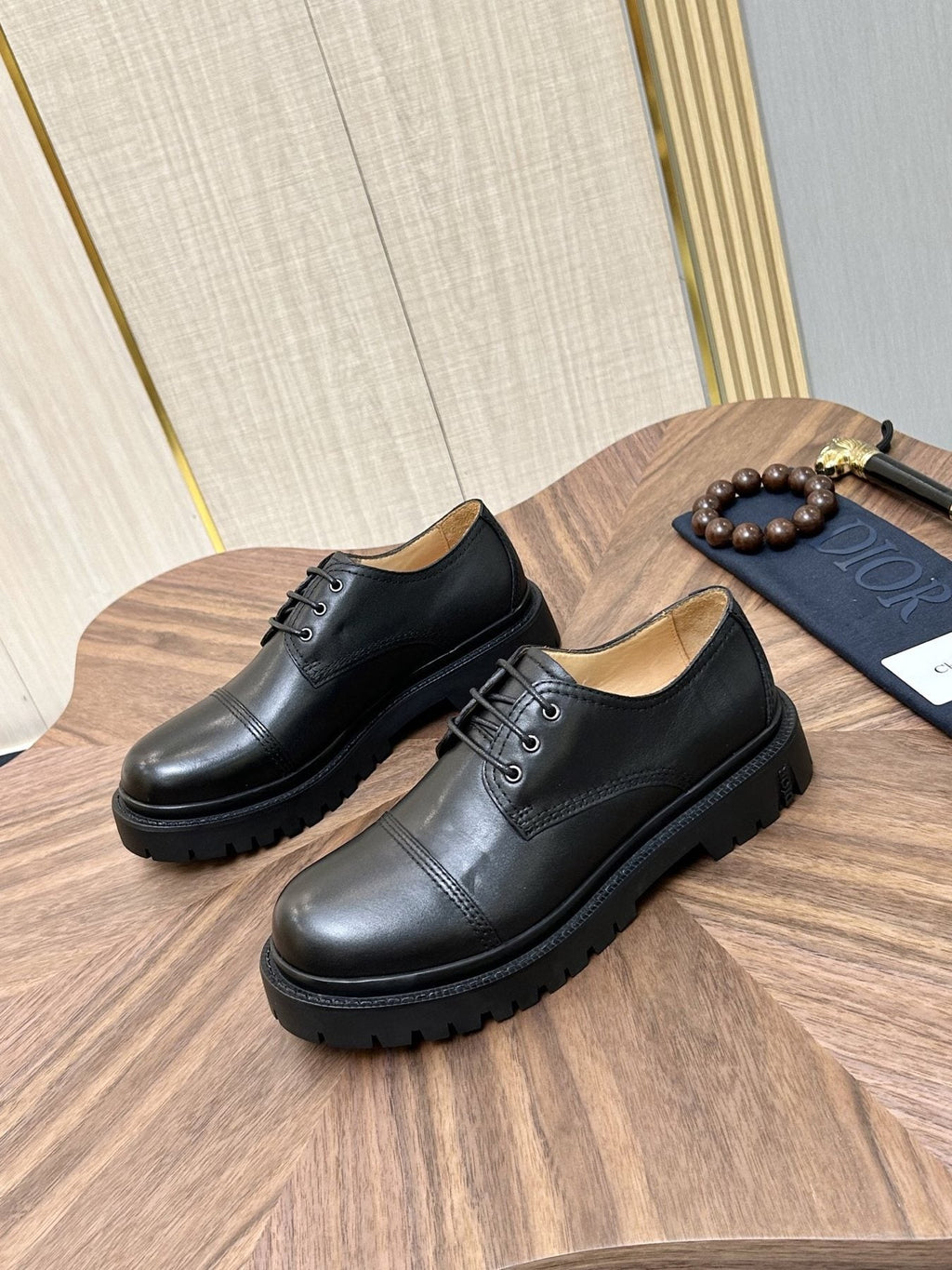 Dior Lug Sole Lace-Up Dress Shoes — front