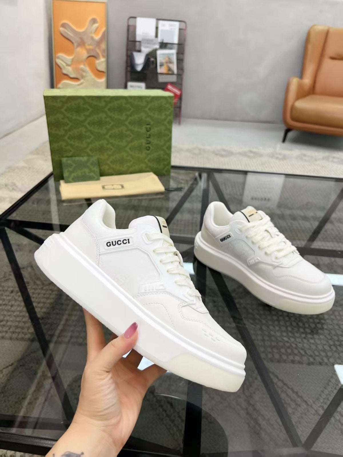 Gucci Monogram Low-Top Sneakers — side