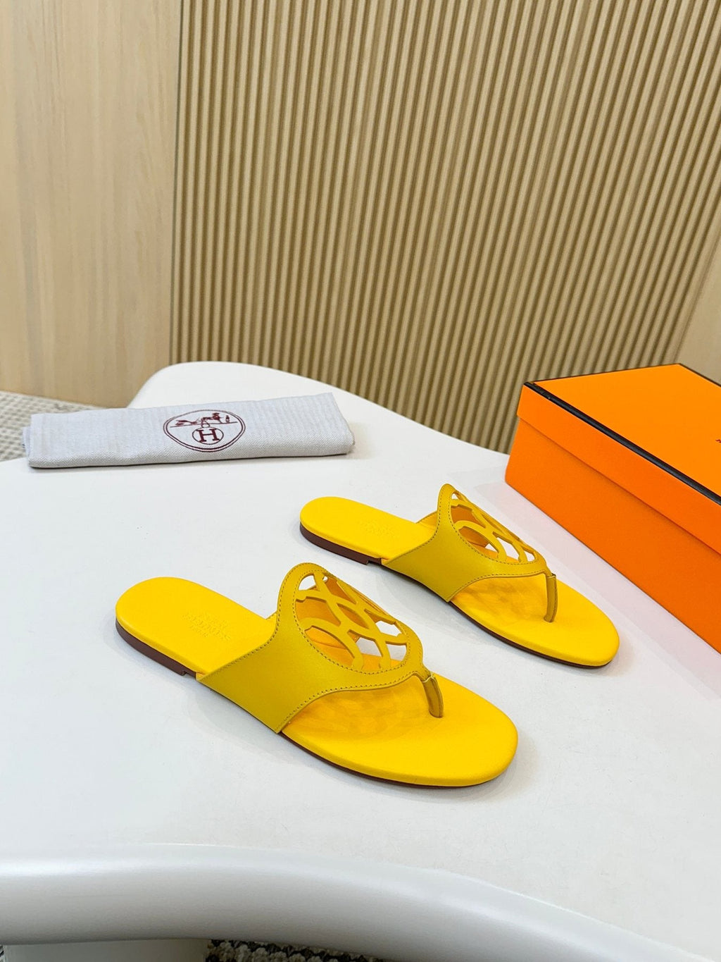 Hermès Cutout Strap Thong Sandals — front