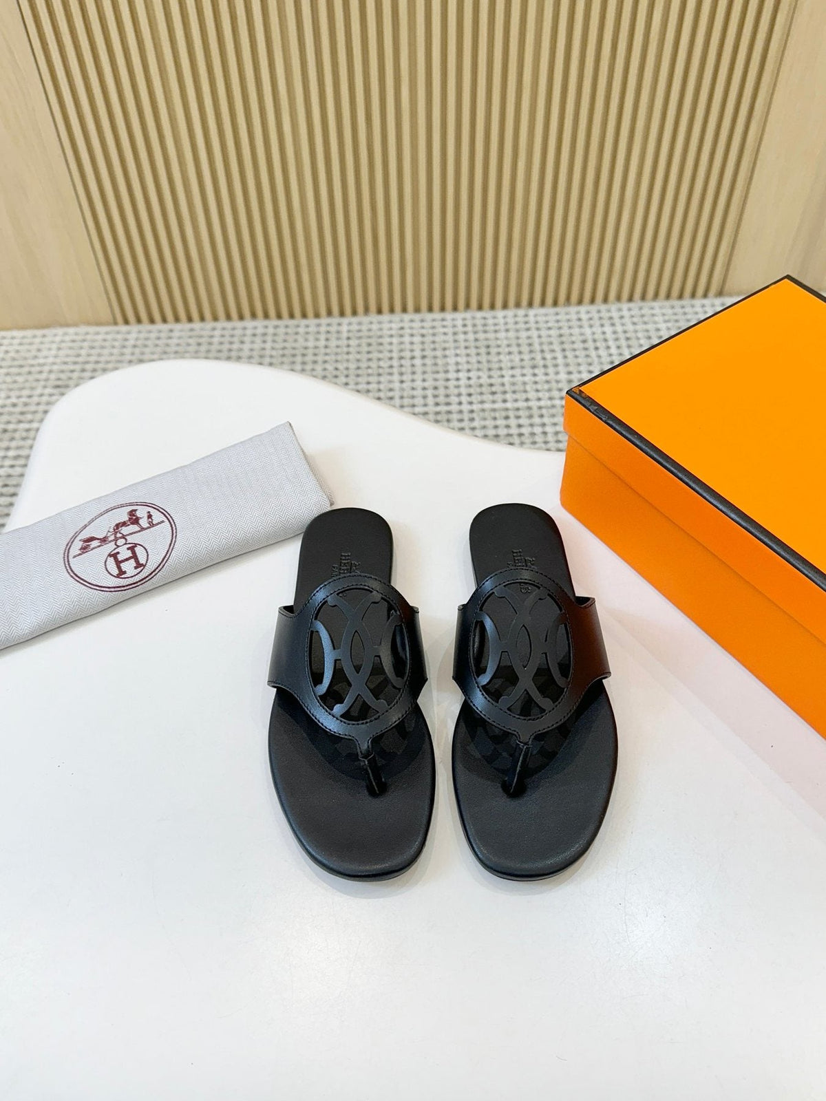 Hermès Cutout Strap Thong Sandals — side