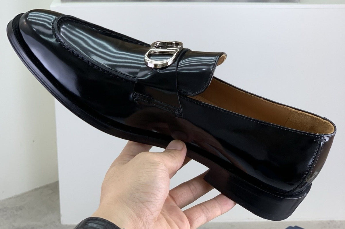 Dior Black Buckle Loafers — front