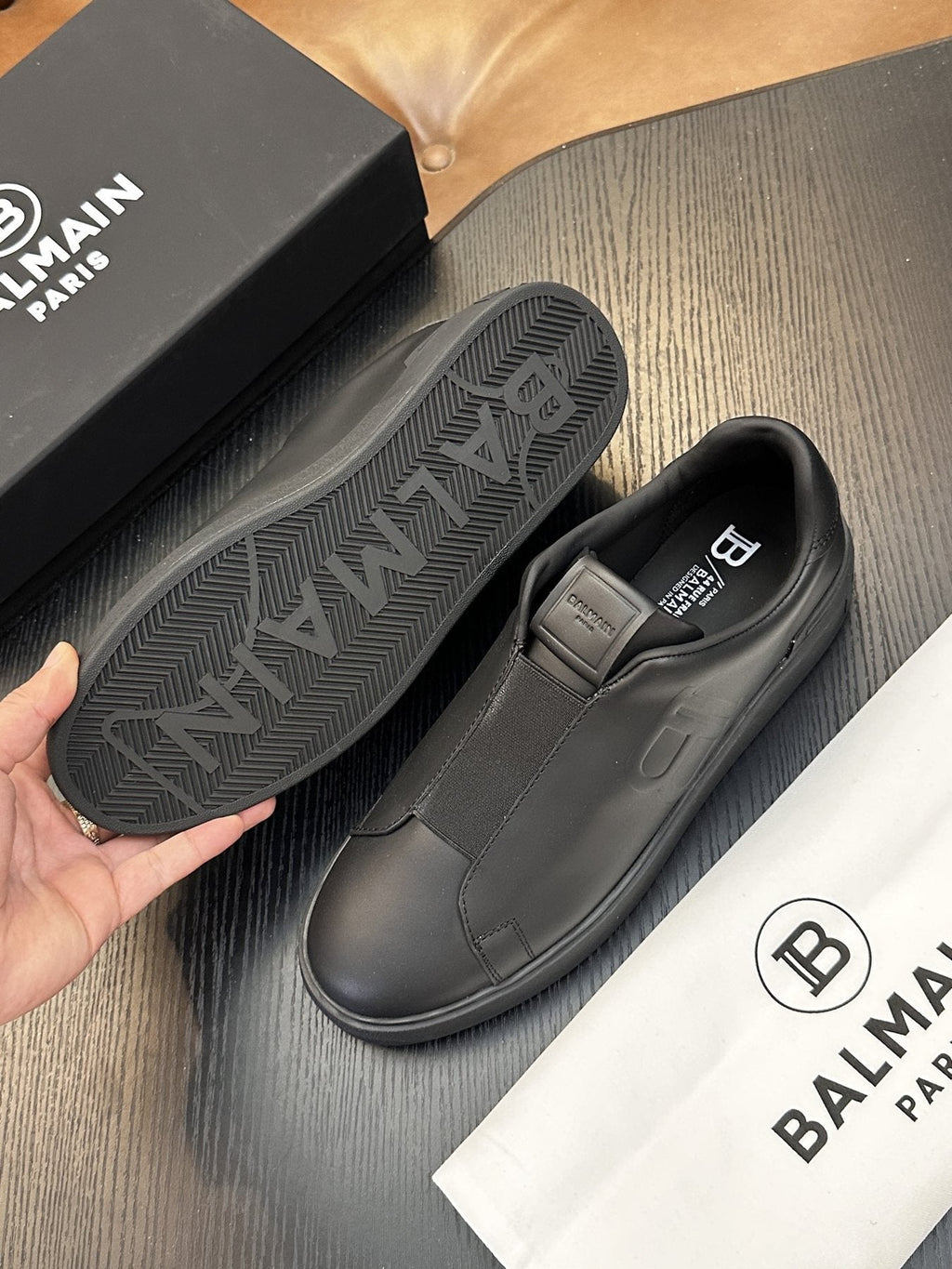 Balmain B-Skate Slip-On Sneakers — detail
