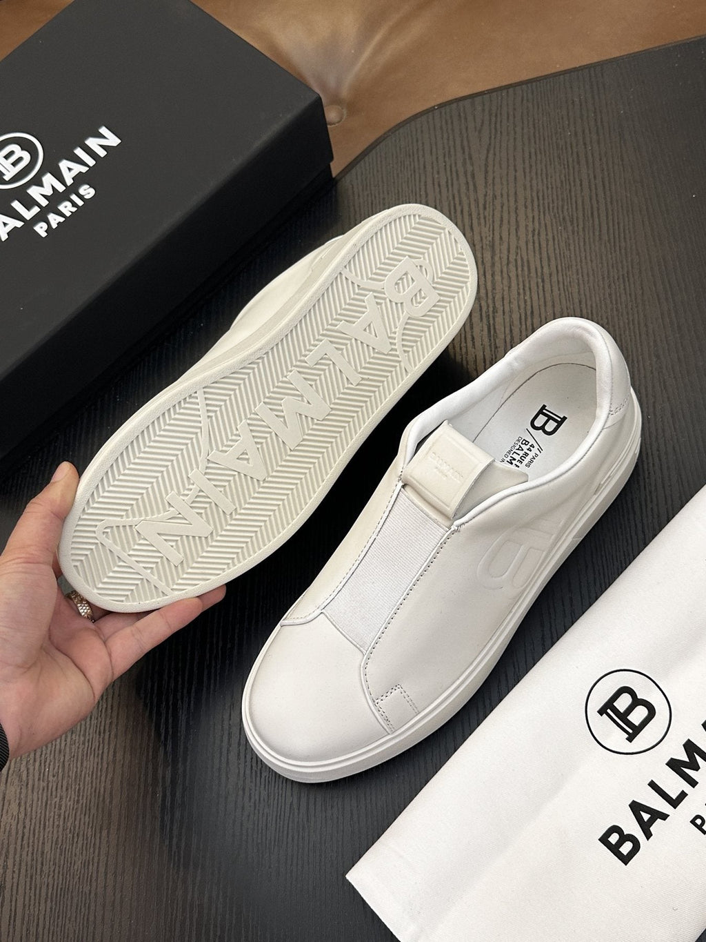 Balmain B-Skate Slip-On Sneakers — side