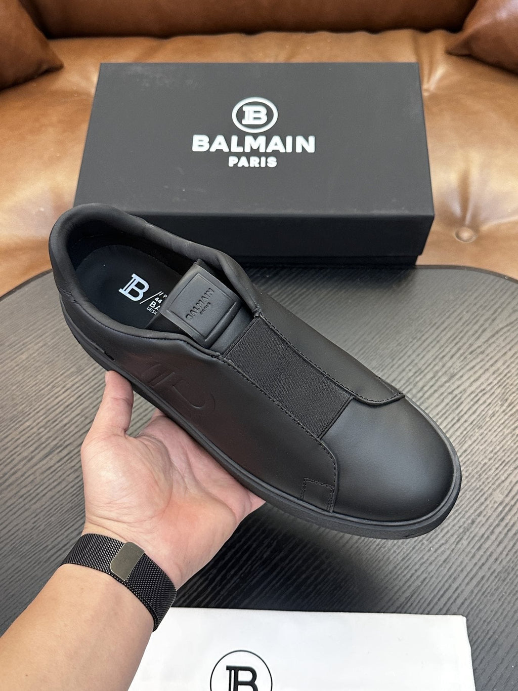 Balmain B-Skate Slip-On Sneakers — front