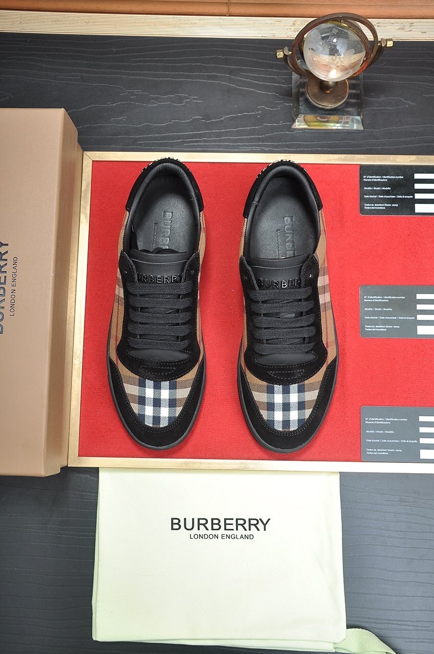 Burberry Tan Plaid Low-Top Sneakers — front
