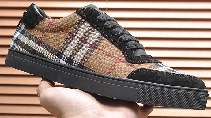 Burberry Tan Plaid Low-Top Sneakers — front