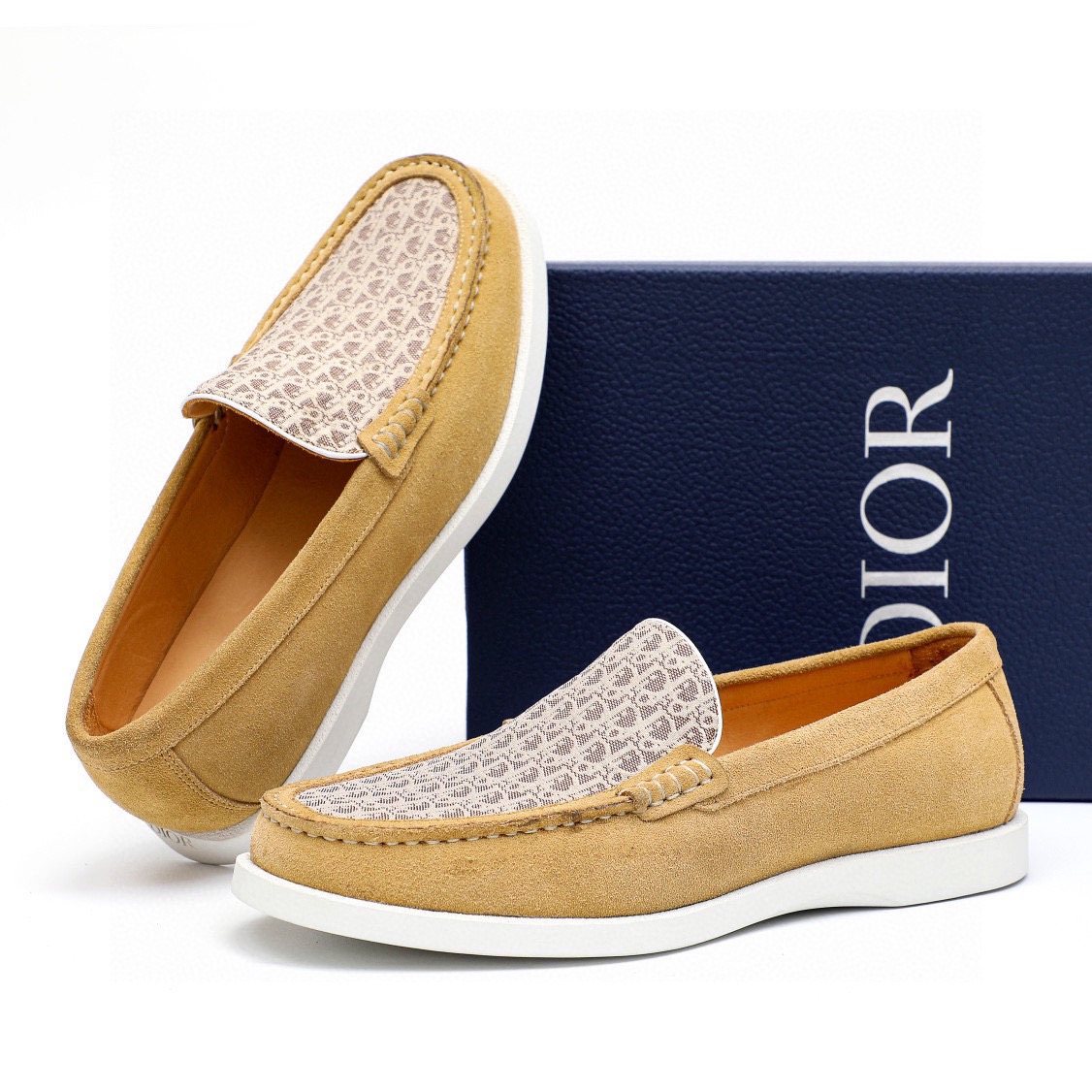 Dior Patterned Vamp Slip-On Shoes — side