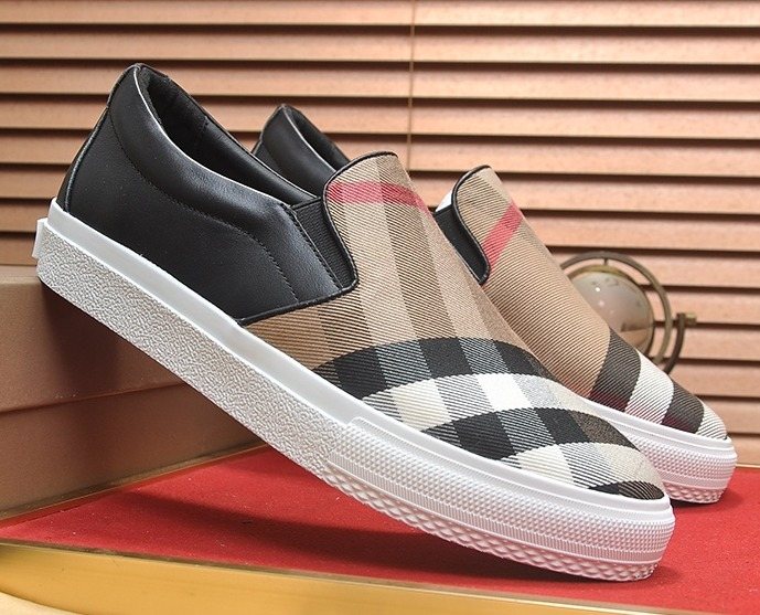 Burberry Beige Check Slip-On Sneakers — front
