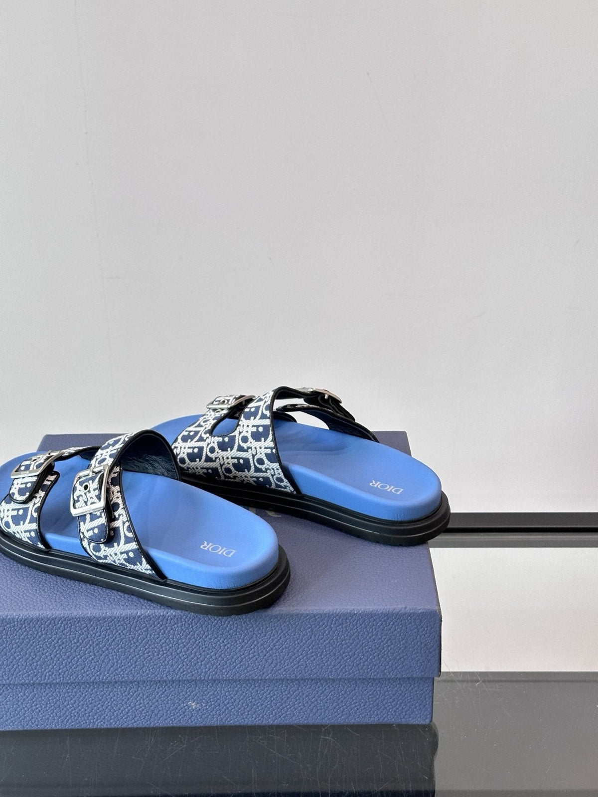 Dior Patterned Buckle Slide Sandals — side