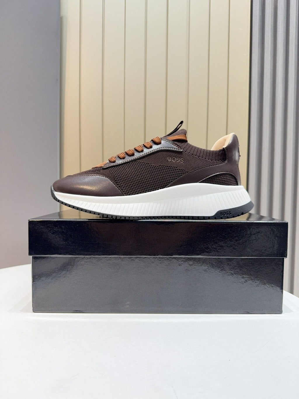 BOSS Knit Lace-Up Sneakers — side