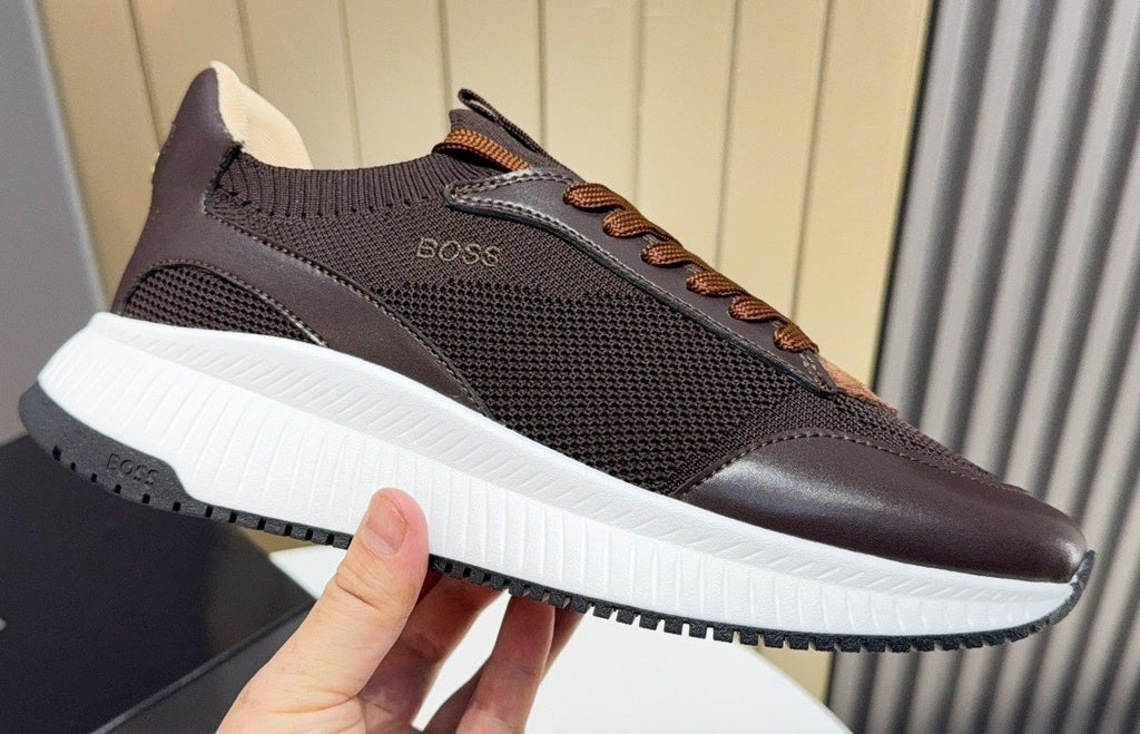 BOSS Knit Lace-Up Sneakers — front