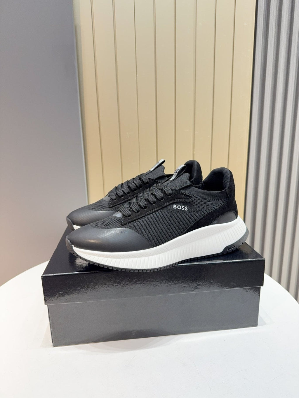 BOSS Knit Lace-Up Sneakers — side