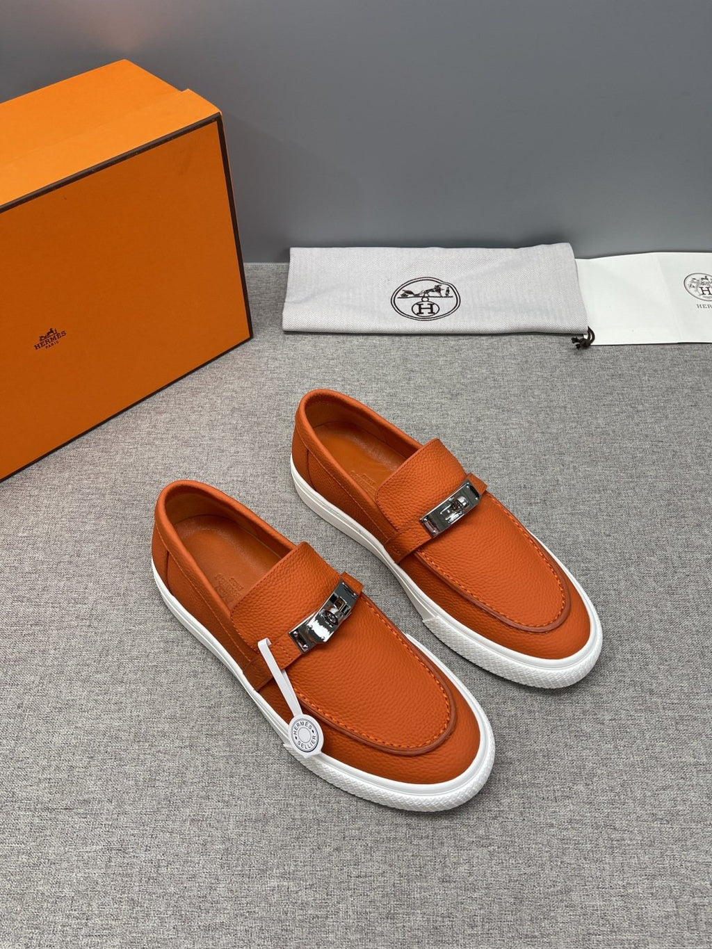 Hermès Textured Bar Loafers — front
