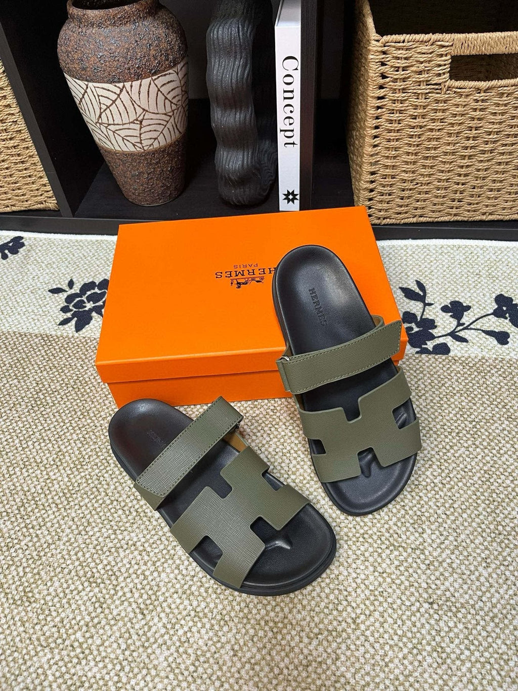 Hermes Cutout Slide Sandals — front