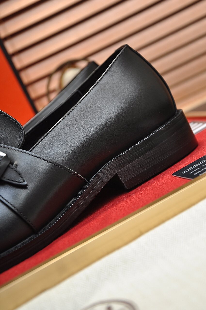 Hermès Black Buckle Loafers — detail