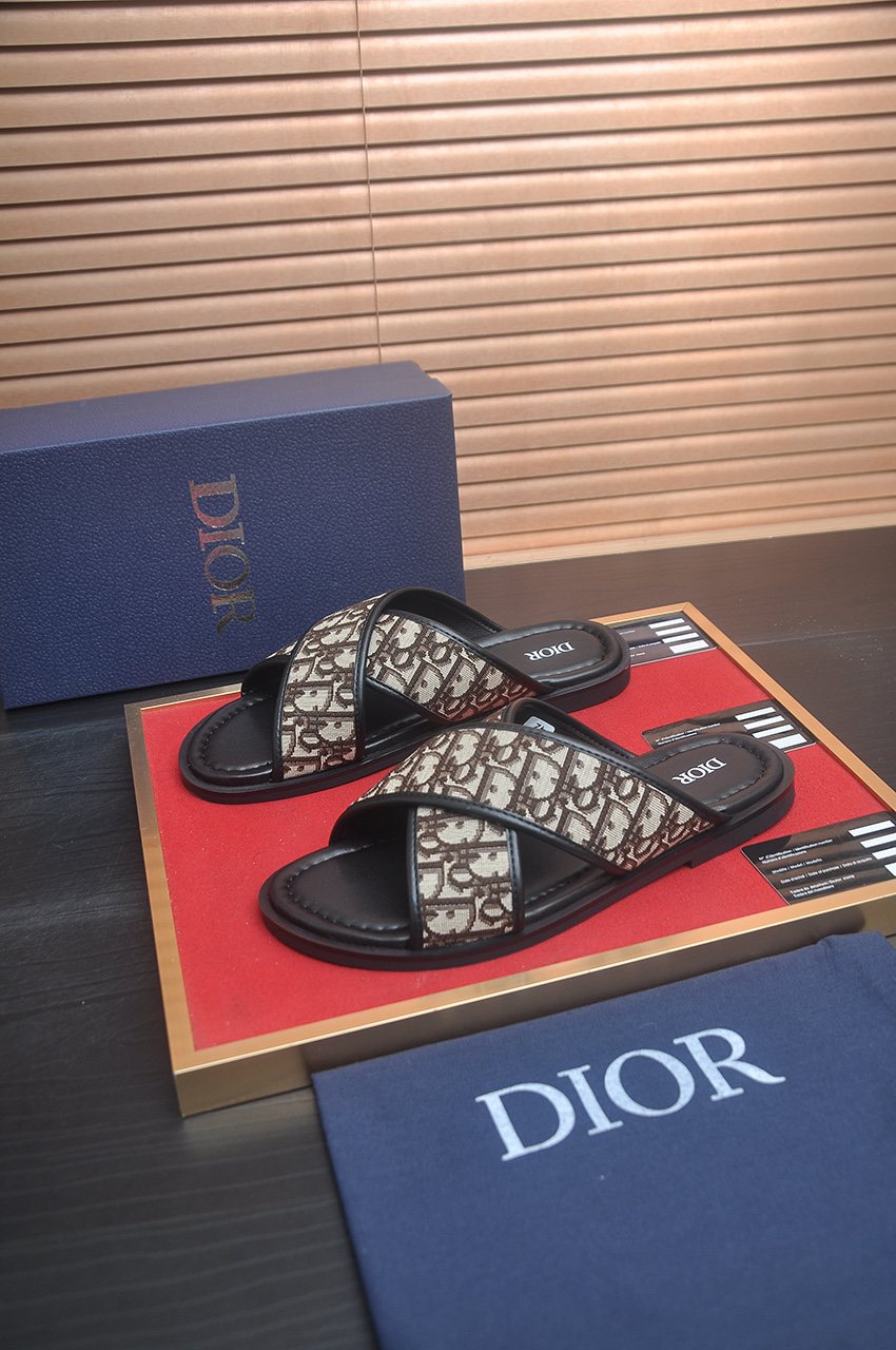 Dior Monogram Crossover Slide Sandals — side