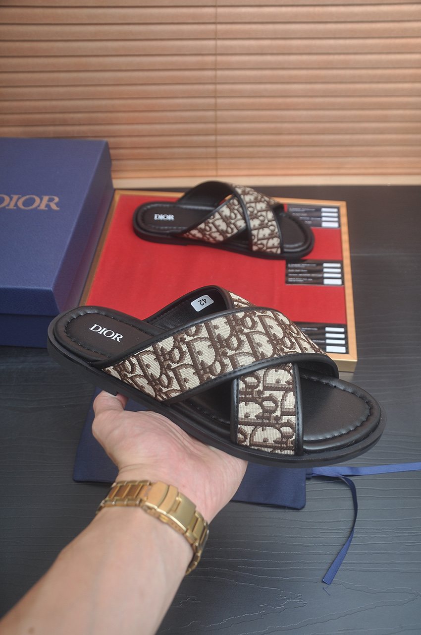 Dior Monogram Crossover Slide Sandals — model