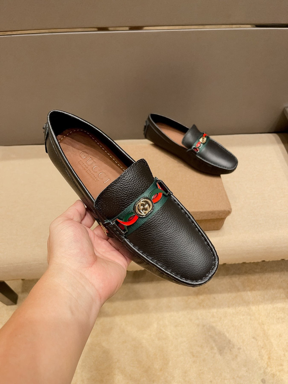 Gucci Web Accent Driving Loafers — front